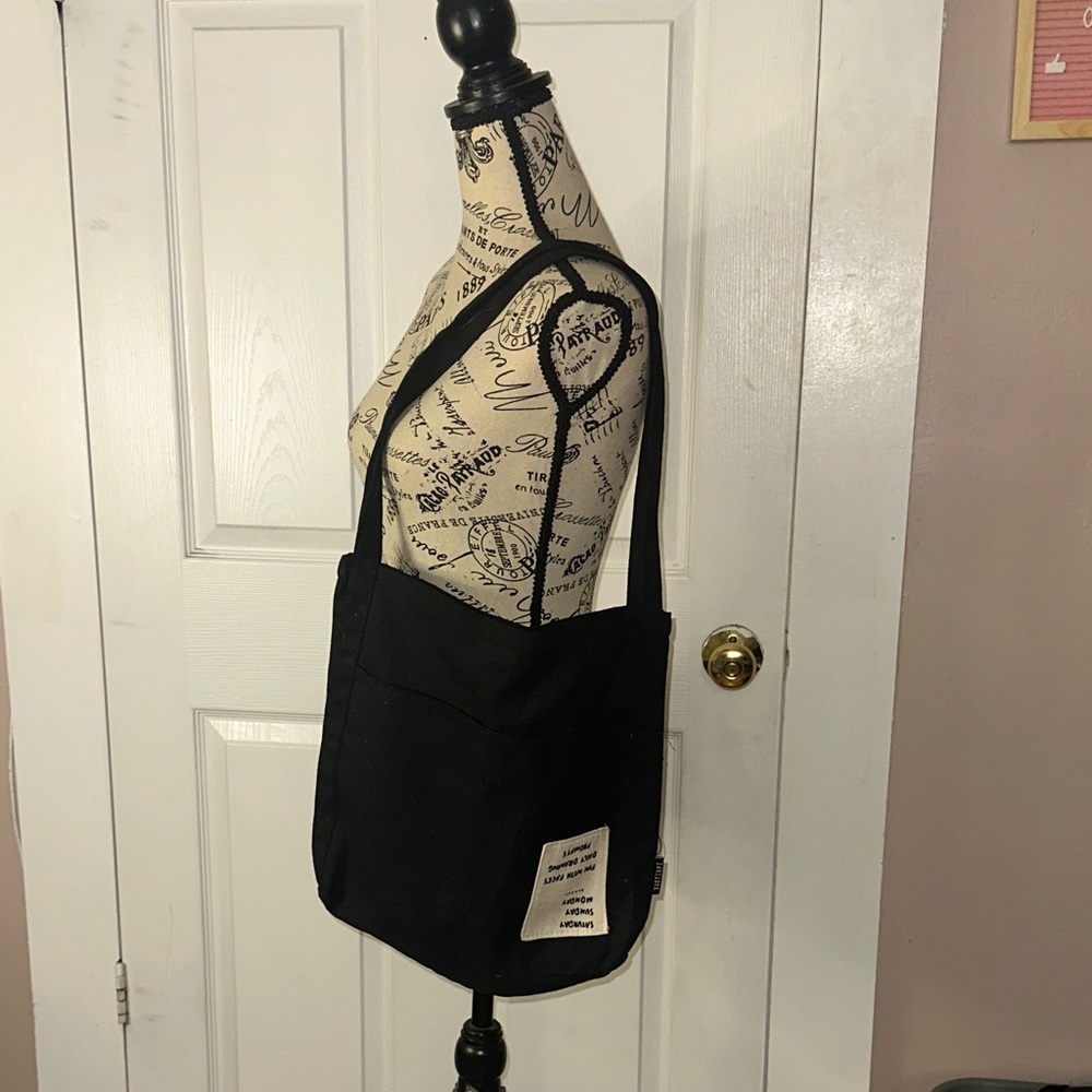 Black Up-side down Patch Tote Bag
